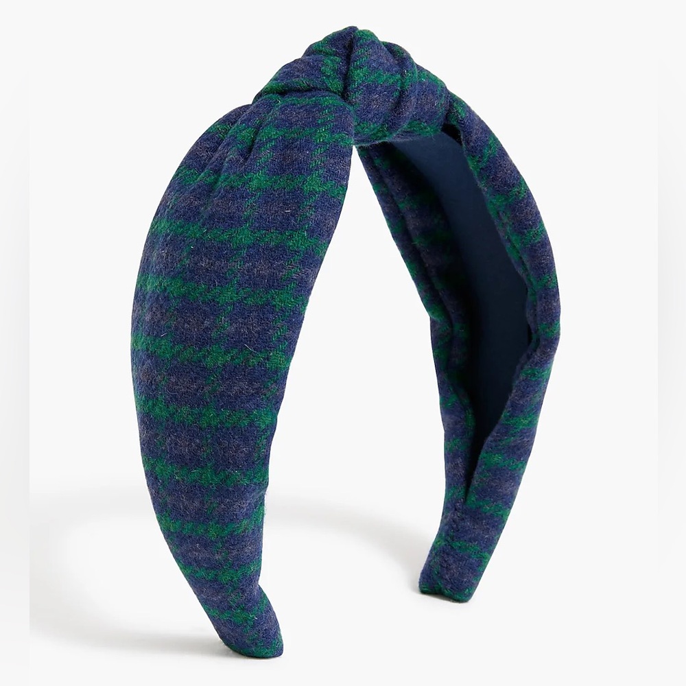 NWT J.Crew Houndstooth knot headband. Color: SERENE SPRUCE ANTIQUE NAVY.